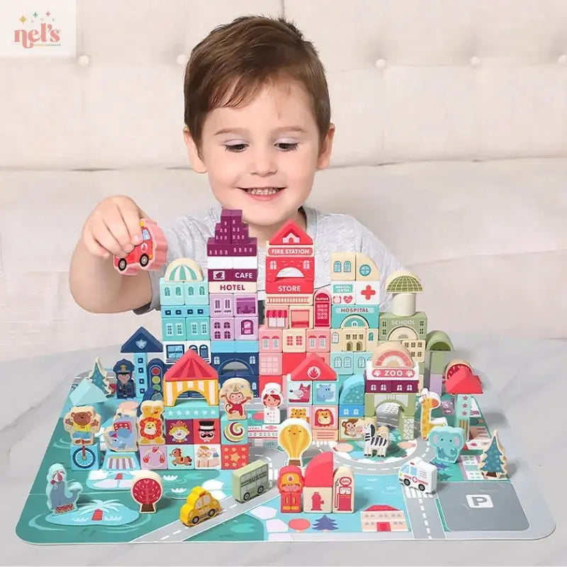 100pcs Urban Street Scene Blocks for Recognizing Scenes - Nel's Babies & Kiddies