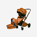 2 in 1 Leather Hot Mom Cocoon Stroller & Carry Cot Black