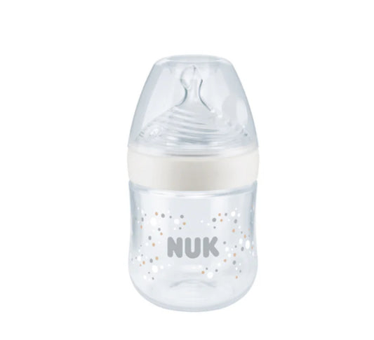 NUK Temperature Control Nature Sense 150ml Bottle with Silicone Teat Small Hole Teat - Bubbles