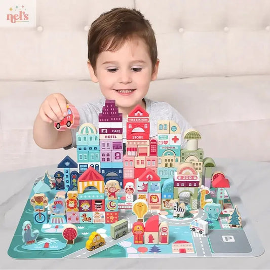 100pcs Urban Street Scene Blocks for Recognizing Scenes - Nel's Babies & Kiddies