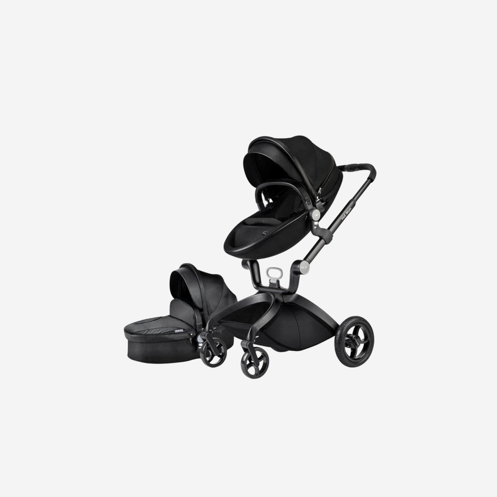 2 in 1 Leather Hot Mom Cocoon Stroller & Carry Cot Black