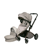 2 in 1 Leather Hot Mom Cocoon Stroller & Carry Cot Black