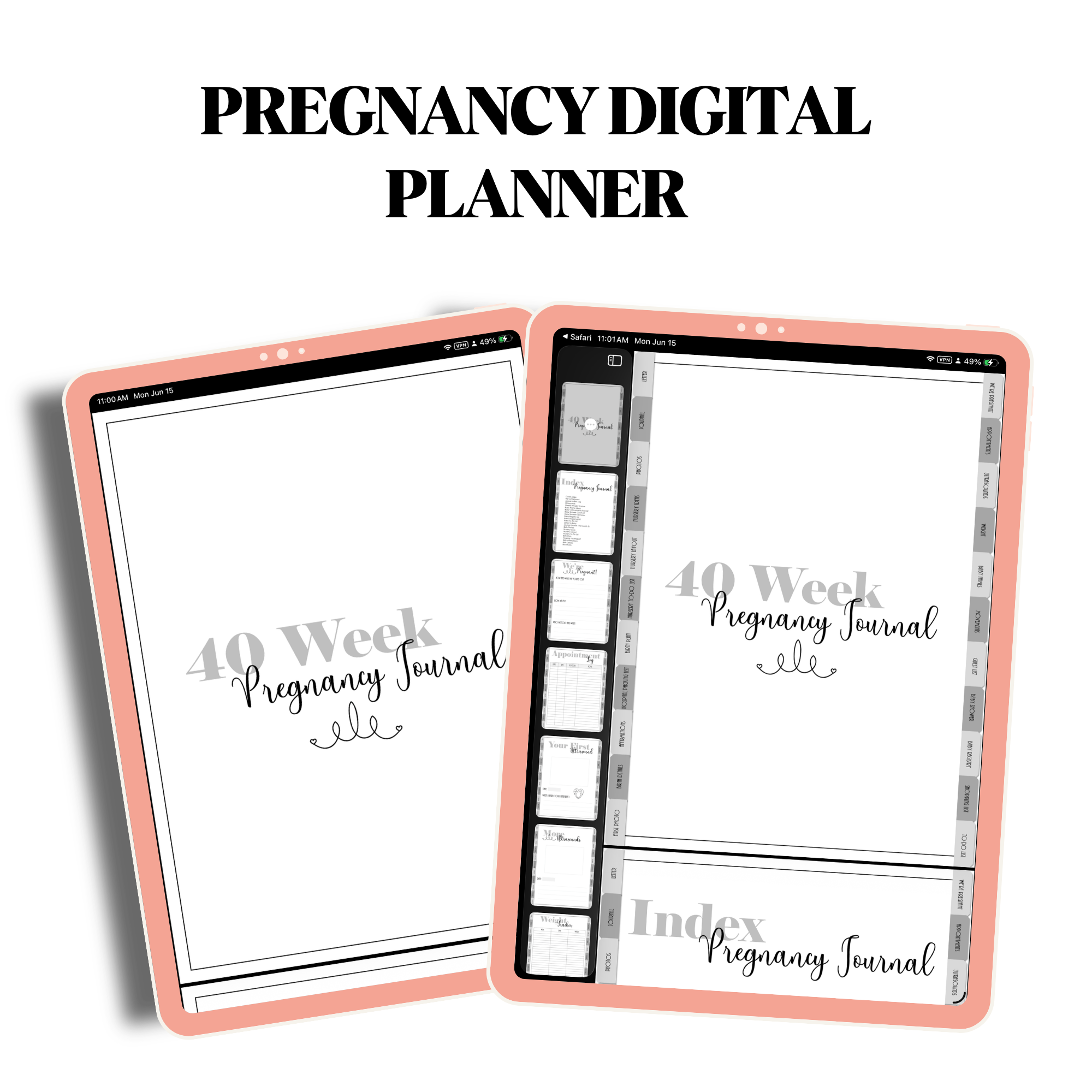 40 Week Printable & Digital Pregnancy Journal