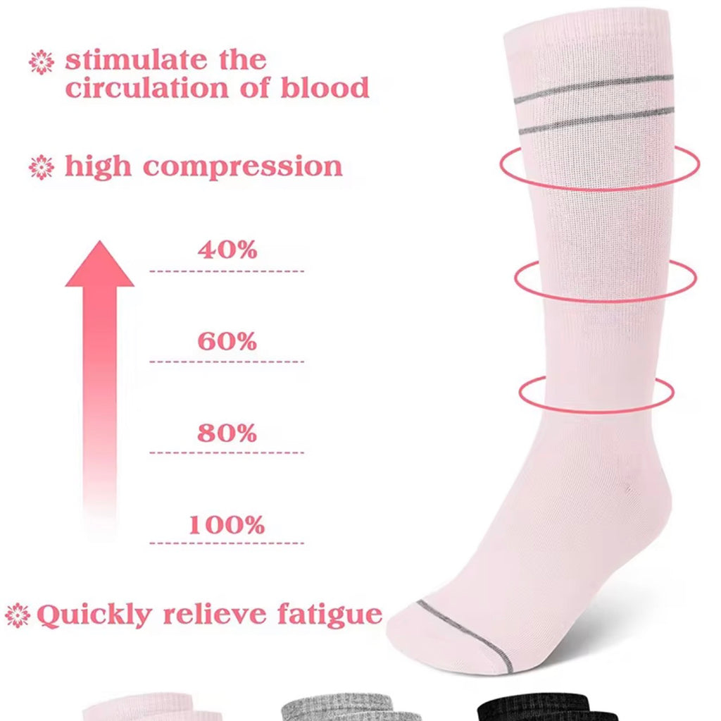 Pregnancy Compression Socks (3 Pairs) - Helps prevent & reduce leg swelling by improving blood circulation in the legs