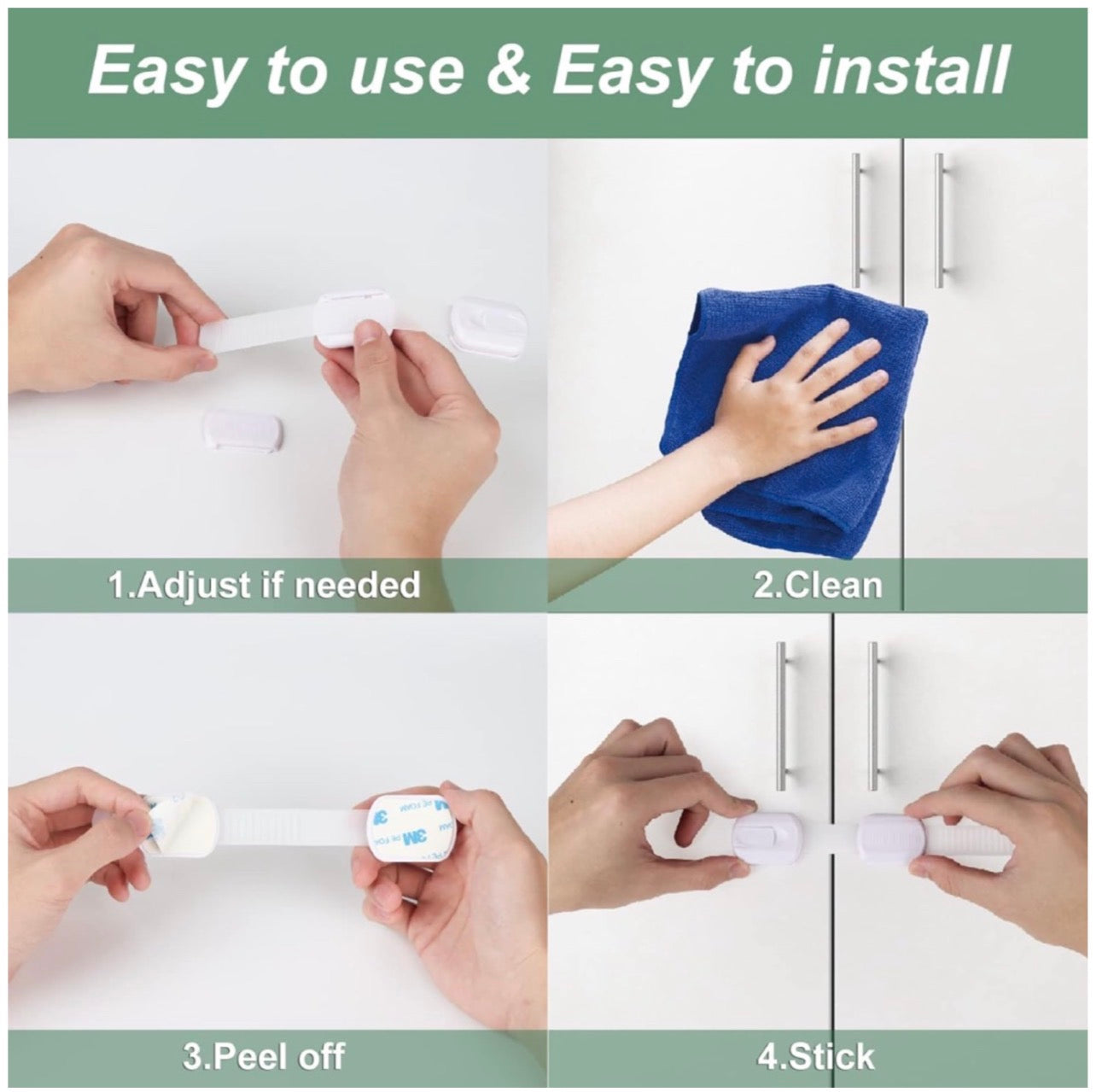 10 pcs Baby Locks Child Safety Strap Locks Easy to Use No Screw & Magnet