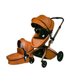 2 in 1 Leather Hot Mom Cocoon Stroller & Carry Cot Black