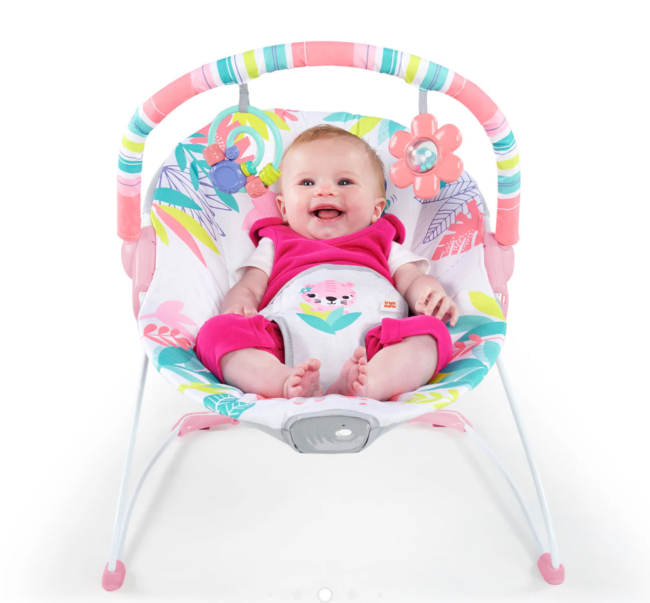 Bright Starts Flamingo Vibes Vibrating Bouncer with Toy Bar