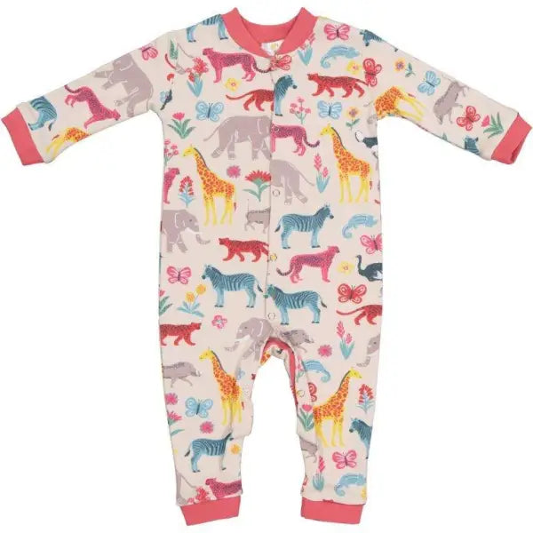 Girls Safari Long Sleeve Baby Grower Animal Printed  Nel's Babies & Kiddies