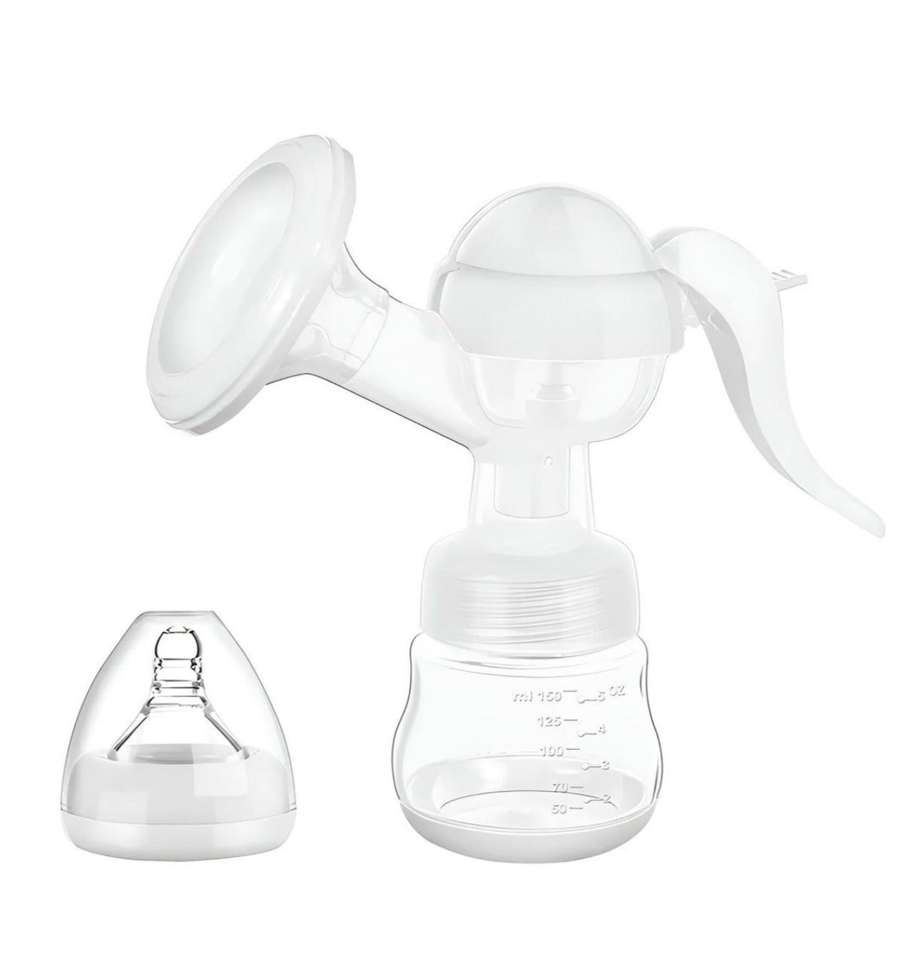 Comfortable Manual Breast Pump with Bottle & Teat - White