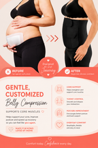 Postpartum Belly Band with 3D Lifting & Ergonest Back Support, Abdominal Binder Post C-Section for Recovery Mom