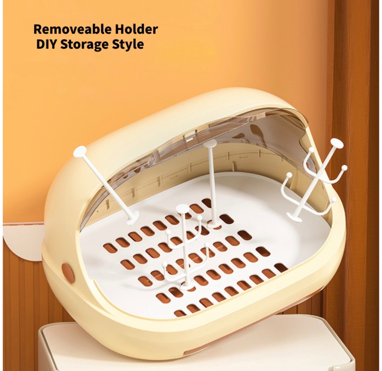 Baby Bottle Drying Rack Feeding Cutlery Storage Box Organizer with Cover