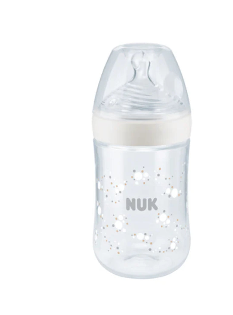 NUK Temperature Control Nature Sense Bottle with Silicone Teat 260ml Medium Hole - Bubbles