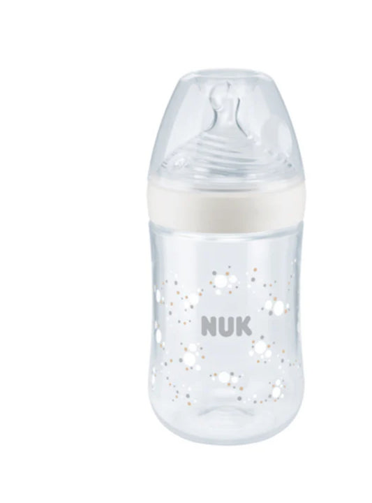 NUK Temperature Control Nature Sense Bottle with Silicone Teat 260ml Medium Hole - Bubbles