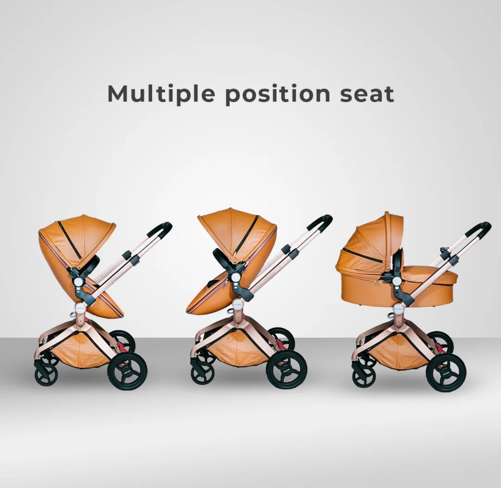 2 in 1 Leather Hot Mom Cocoon Stroller & Carry Cot Black