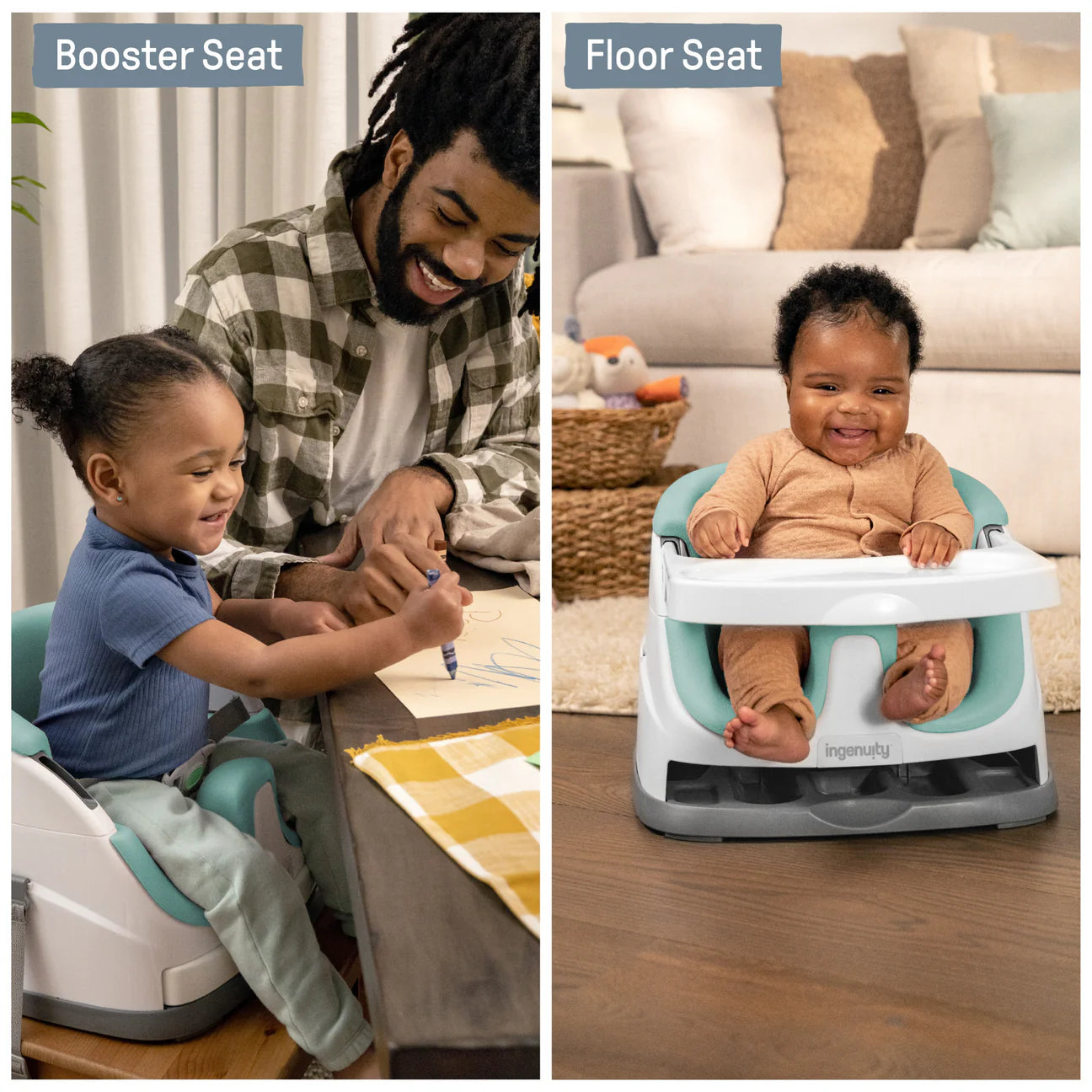 Ingenuity Baby Base 2-in-1 Booster Feeding and Floor Seat, Mist