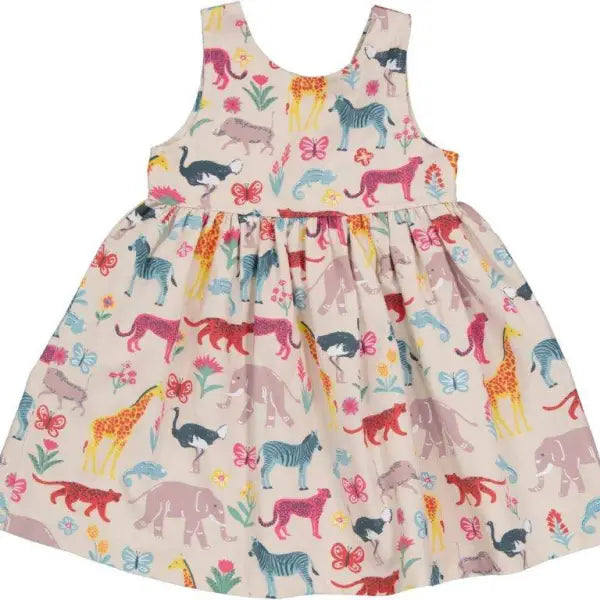 Girls Safari V-Back Dress Animal Printed