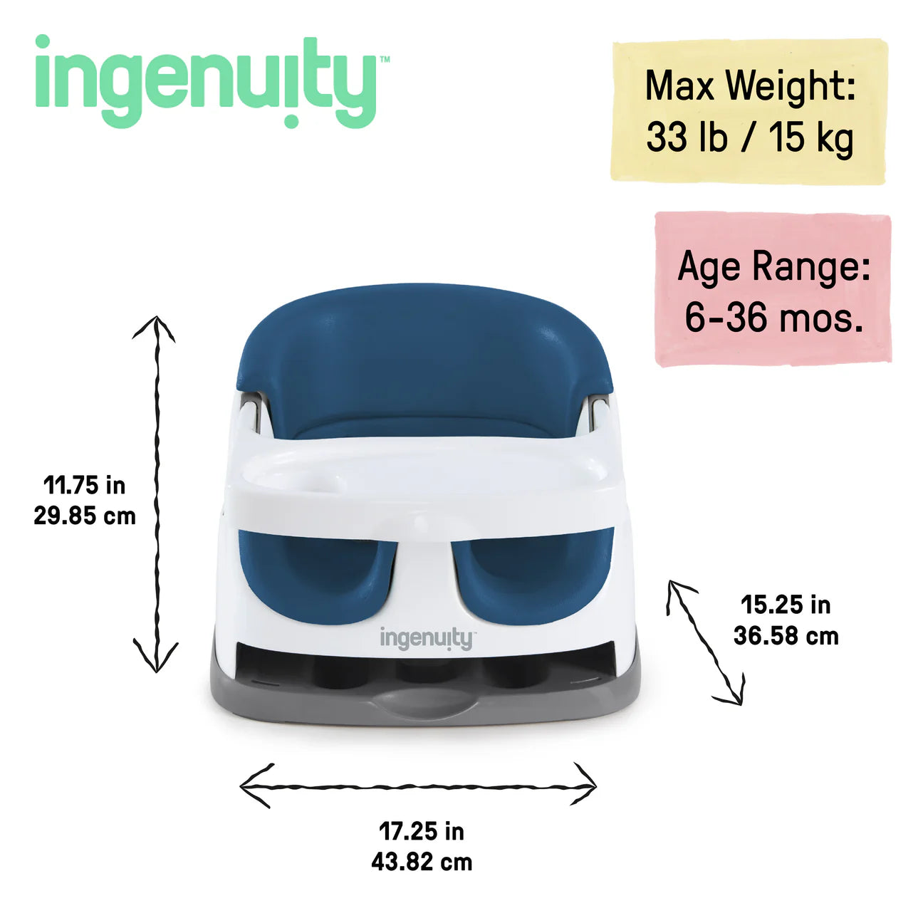 Ingenuity Baby Base 2-in-1 Booster Feeding and Floor Seat, Night Sky