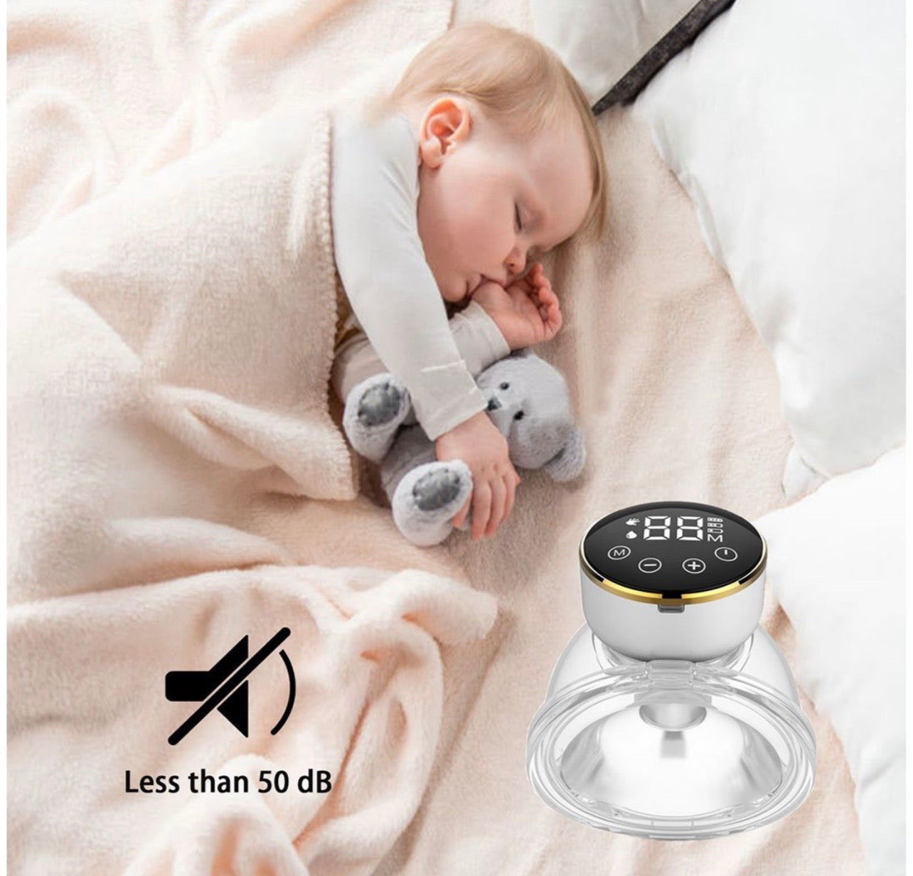 Electric Wearable Breast Pump Hands-Free &24 mm Flange&Cordless&LED Display