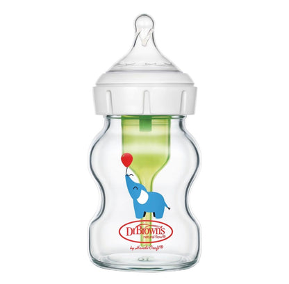 Dr. Brown’s Options+ Wide-Neck Glass Baby Bottle, 150ml- Elephant  Nel's Babies & Kiddies