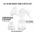 Comfortable Manual Breast Pump with Bottle & Teat - White