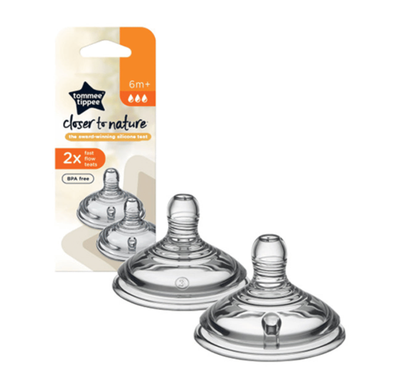 Tommee Tippee Closer to Nature Teat in Age 6 months and Teat Size fast flow  Nel's Babies & Kiddies