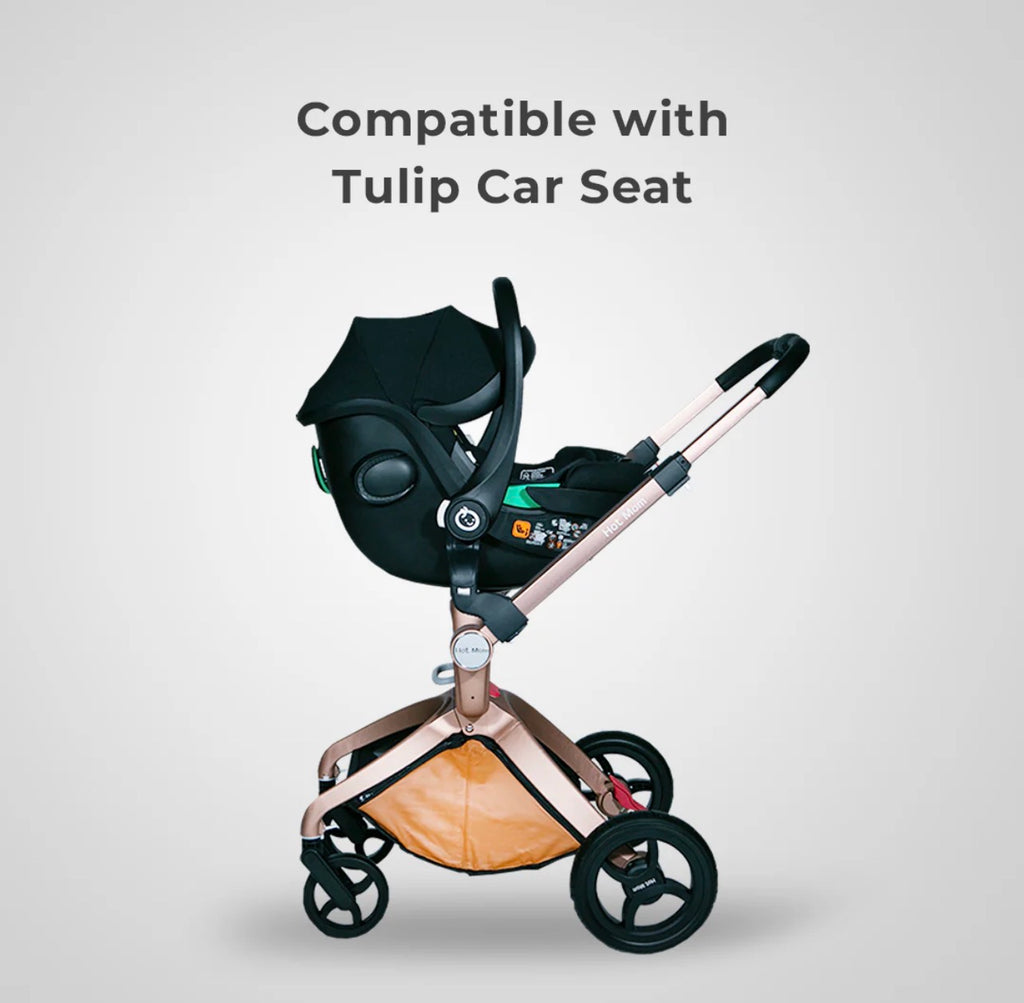 2 in 1 Leather Hot Mom Cocoon Stroller & Carry Cot Black