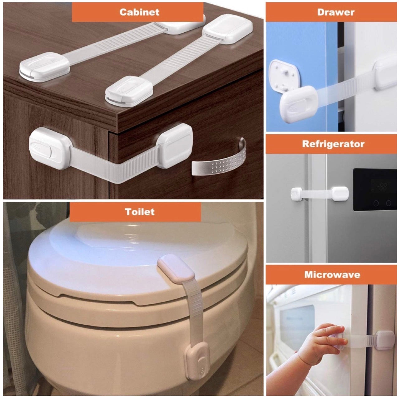 10 pcs Baby Locks Child Safety Strap Locks Easy to Use No Screw & Magnet