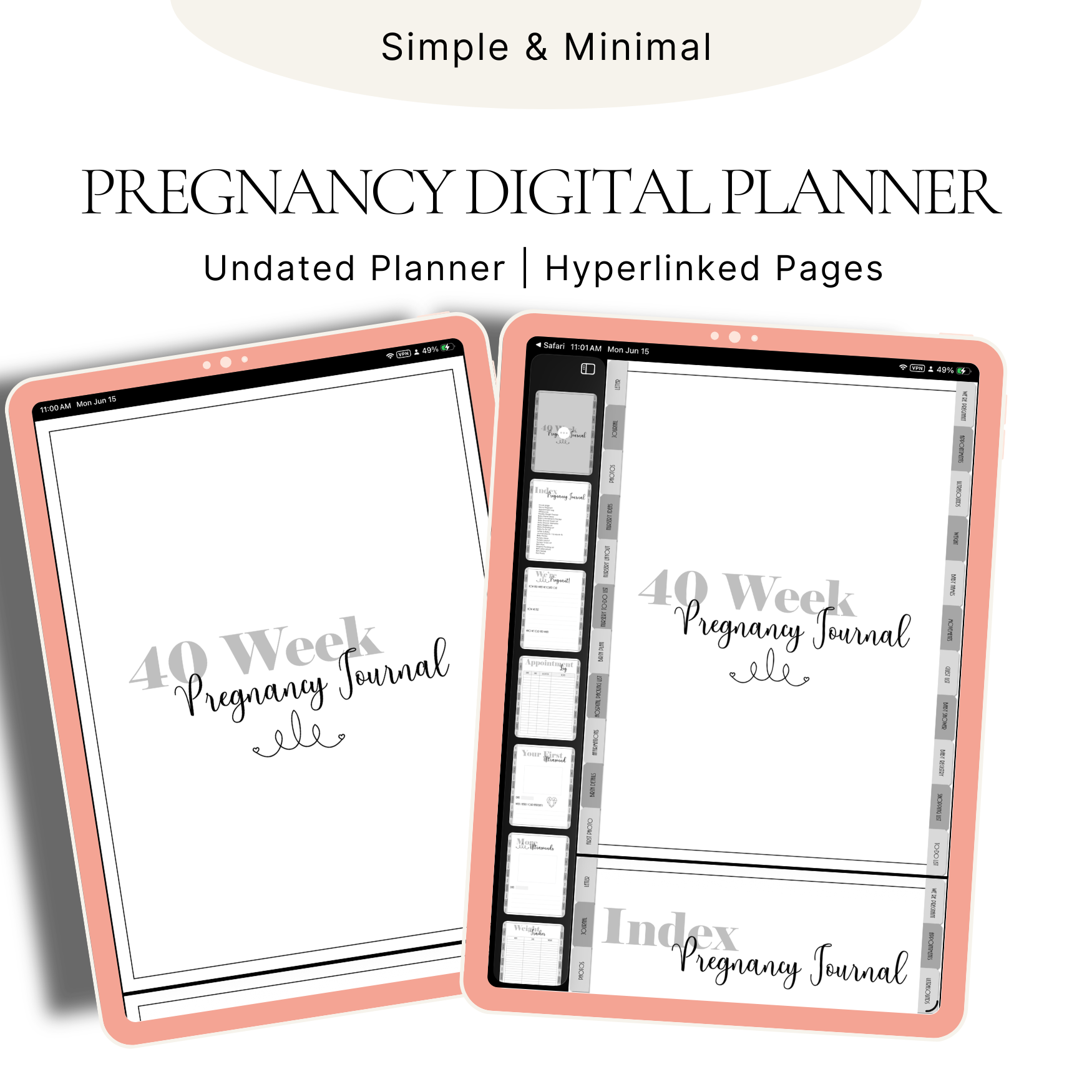 40 Week Printable & Digital Pregnancy Journal