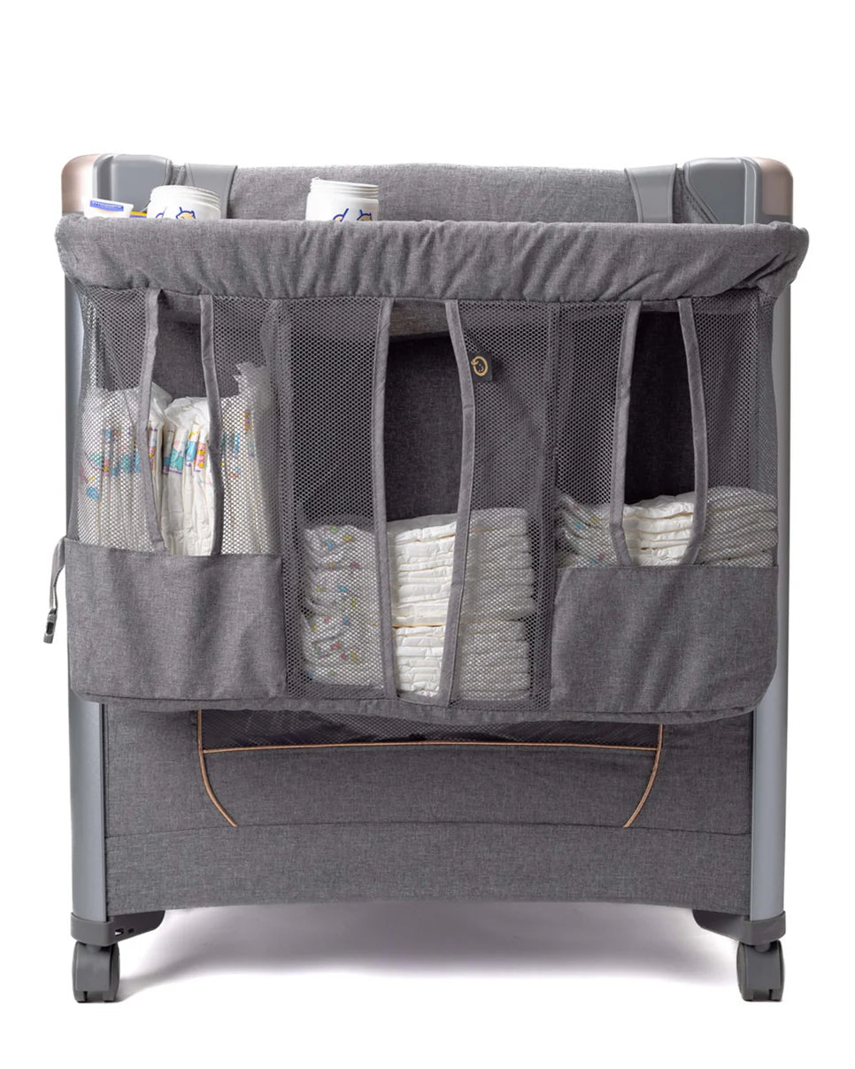 7 in 1 Cuddle Me Camping Cot - Co-Sleeper, Baby Monitor, Storage Caddy, Playpen, Mattress, Music with Light Box, Changing Pad