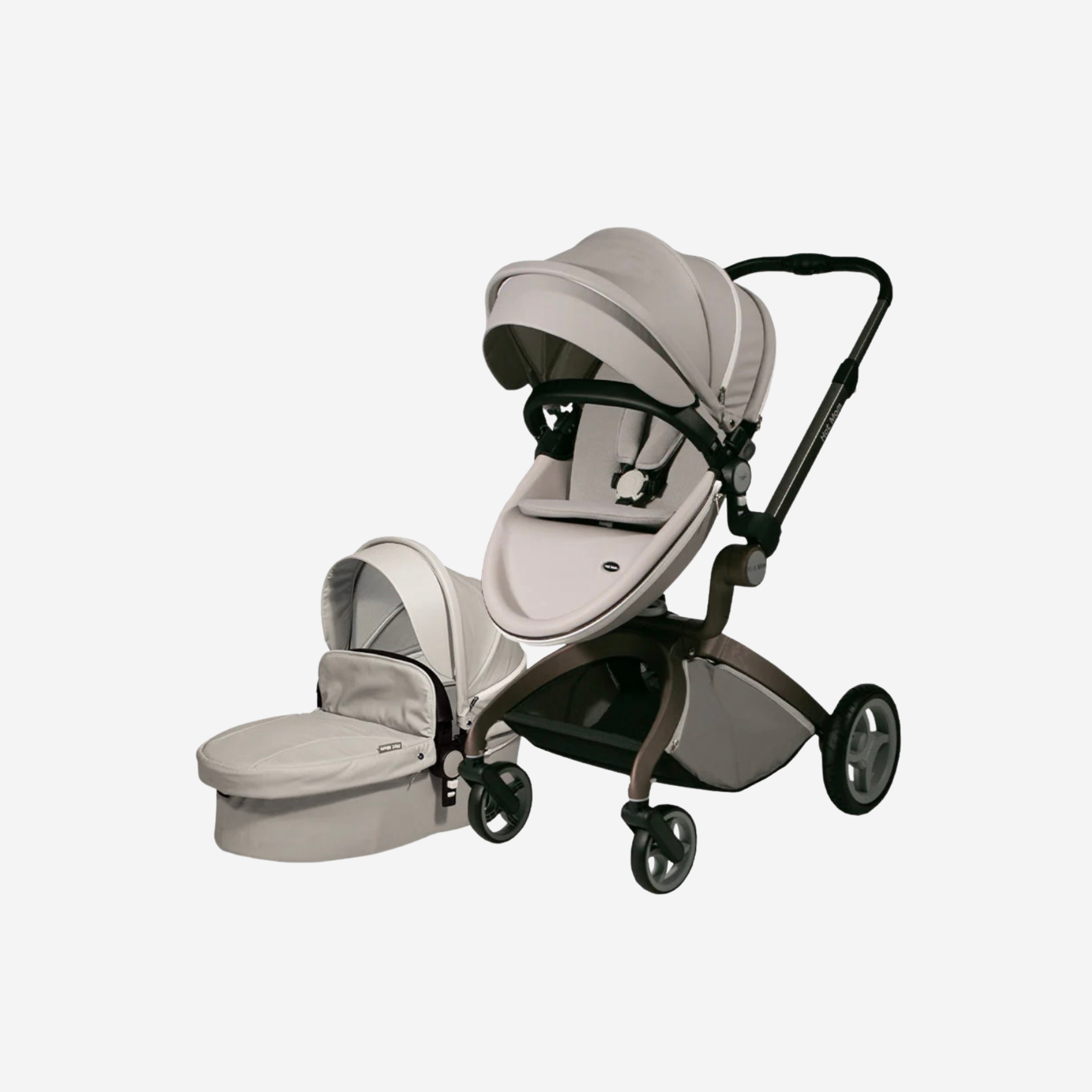 hot mom 3-in-1 travel stroller 2 in 1 Leather Hot Mom Cocoon Stroller & Carry Cot Grey – Nel's Babies & Kiddies