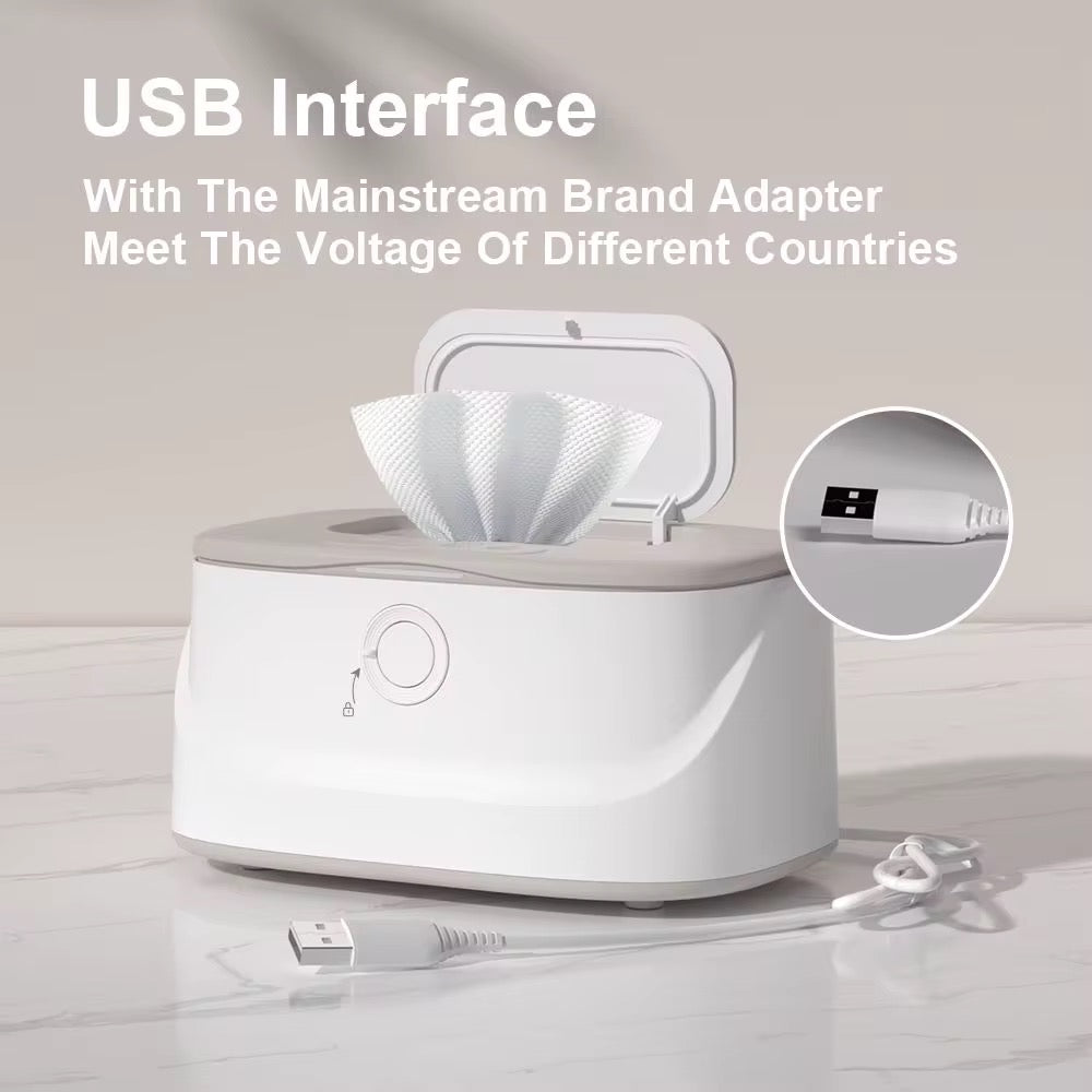 Portable USB Rechargeable Baby Wipes Warmer with Adjustable Temperature for Travel, Car & Home Use, Smart Wipes Warmer