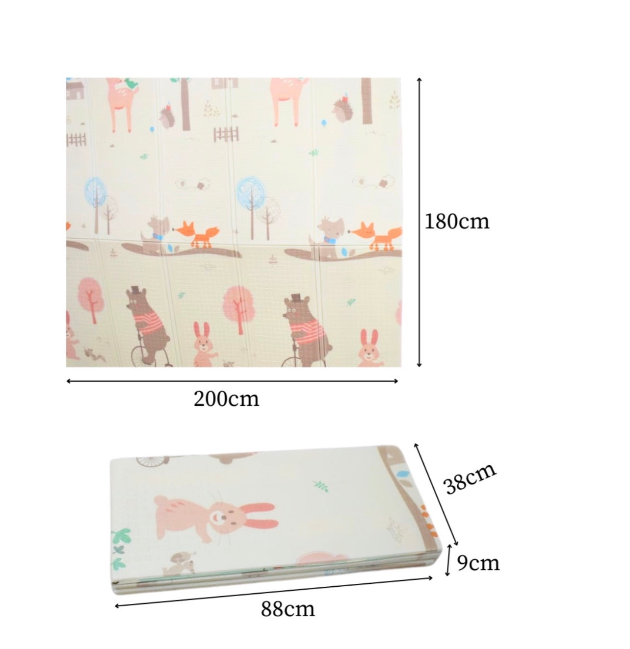 2 x 1.8m Foldable Waterproof Thick Foam Baby Play Mat (Park Theme)