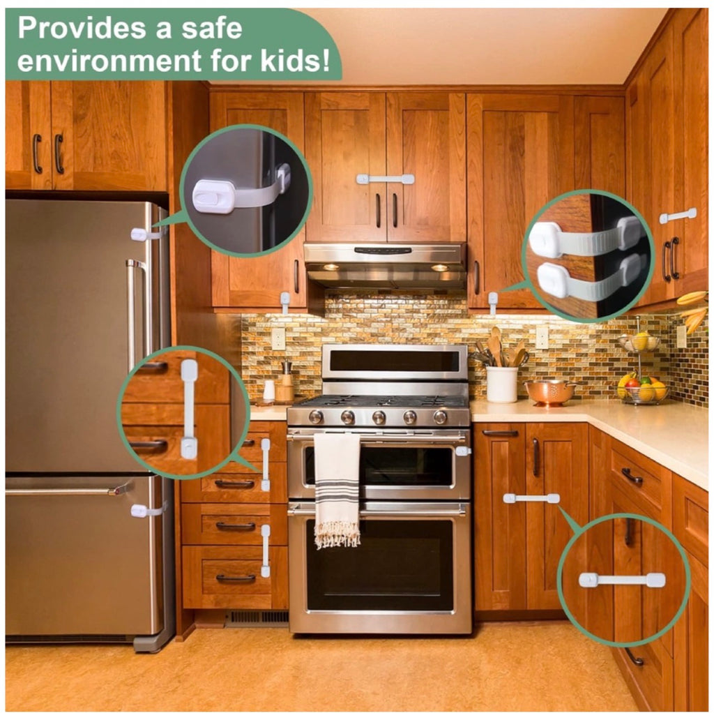 10 pcs Baby Locks Child Safety Strap Locks Easy to Use No Screw & Magnet