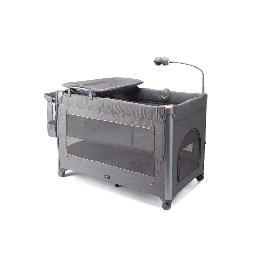 7 in 1 Cuddle Me Camping Cot - Co-Sleeper, Baby Monitor, Storage Caddy, Playpen, Mattress, Music with Light Box, Changing Pad