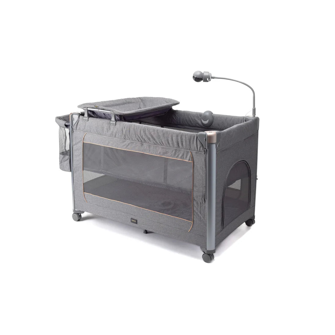 7 in 1 Cuddle Me Camping Cot - Co-Sleeper, Baby Monitor, Storage Caddy, Playpen, Mattress, Music with Light Box, Changing Pad